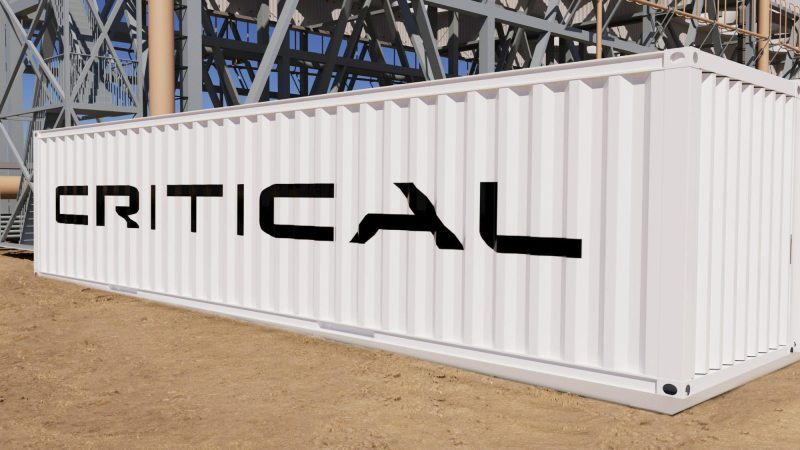 Critical Energy Apex shipping container module at an industrial site